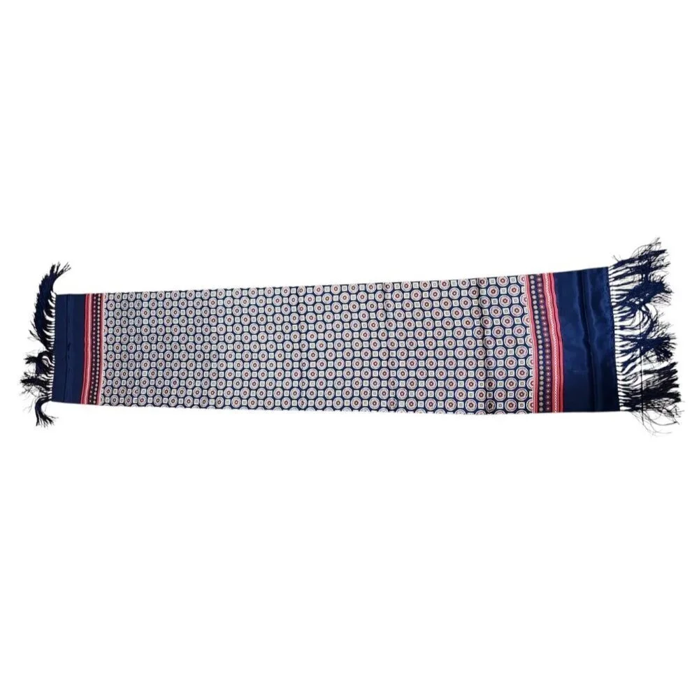 QINREN DOUBLEFACED SATIN SILK SCARF WITH FRINGE 52''x11